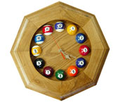 Budget Billiards Supply Octagonal Solid Oak Clock 