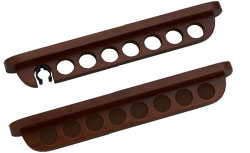 Cuestix Chocolate Wall Rack w/ clip for Bridge, Holds 7 Cues