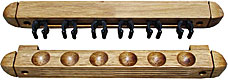 Budget Billiards Supply Oak Roman Style Wall Rack, Holds 6 Cues 