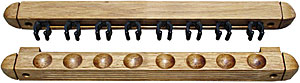 Budget Billiards Supply Oak Roman Style  Wall Rack, Holds 8 Cues 